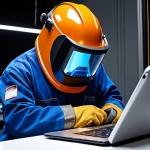 "Welder Portfolio Showcase"**

Prompt: `Close-up photo, professional welder's online portfolio, showcasing intricate metalwork, website design with skill highlights, AWS certification badges, testimonials, modern, clean design, welding helmet reflection, digital tablet display.`

**
