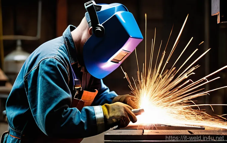 용접 중점 과목 학습법 - **Prompt 1: The Aspiring Welder's First Spark**
    "A candid, realistic photograph of a young man o...