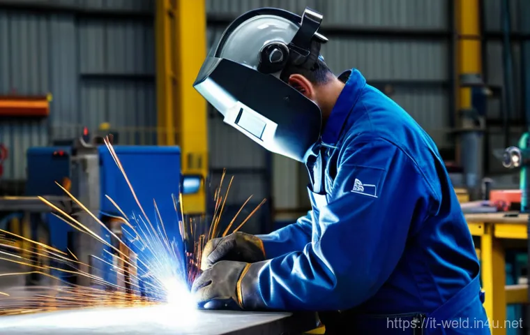 용접사 연봉 협상 시 주의사항 - **Prompt:** A highly skilled Italian master welder, appearing confident and professional, in a moder...