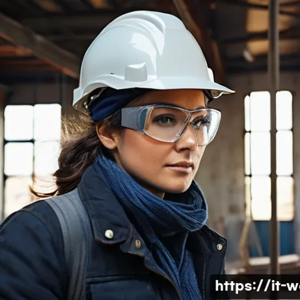 용접사의 커뮤니케이션 스킬 - **Prompt:** A skilled female welder, in her late 20s to early 30s, wearing complete, rugged welding ...