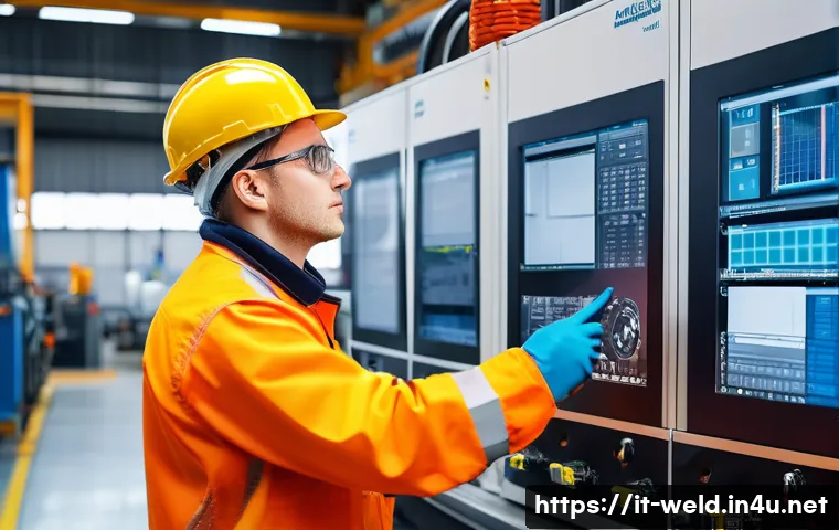 용접사 퇴사 후 대안 직업 - A skilled industrial maintenance technician wearing protective workwear and safety gloves, inspectin...
